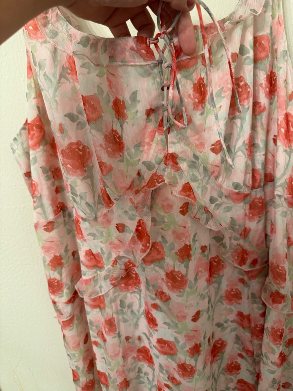 Floral Maxi Dress with Ruffle Front - Picture 2 of 4